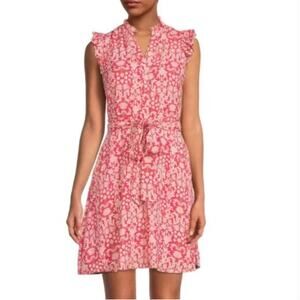 VINCE CAMUTO Floral Belted A-Line Dress Sz 4